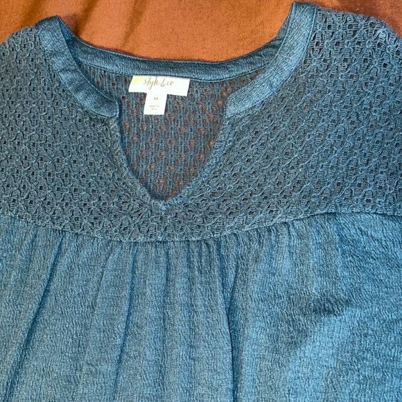 Style & Co Crochet-Trim Top 0x New - Picture 4 of 7